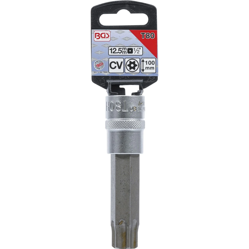 Skrūvgriežu uzgalis muciņā - T80 Uzgalis ,Torx, ar caurumu - 1-2" Stiprinājums