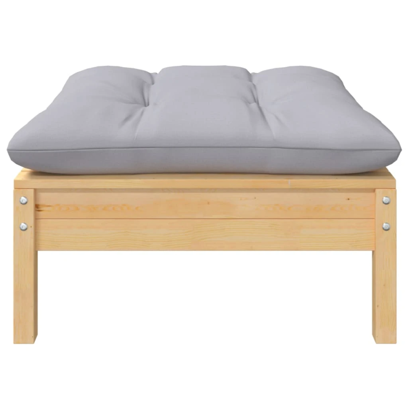 vidaXL 9-daļīgs dārza mēbeļu komplekts ar pelēkiem matračiem, priede