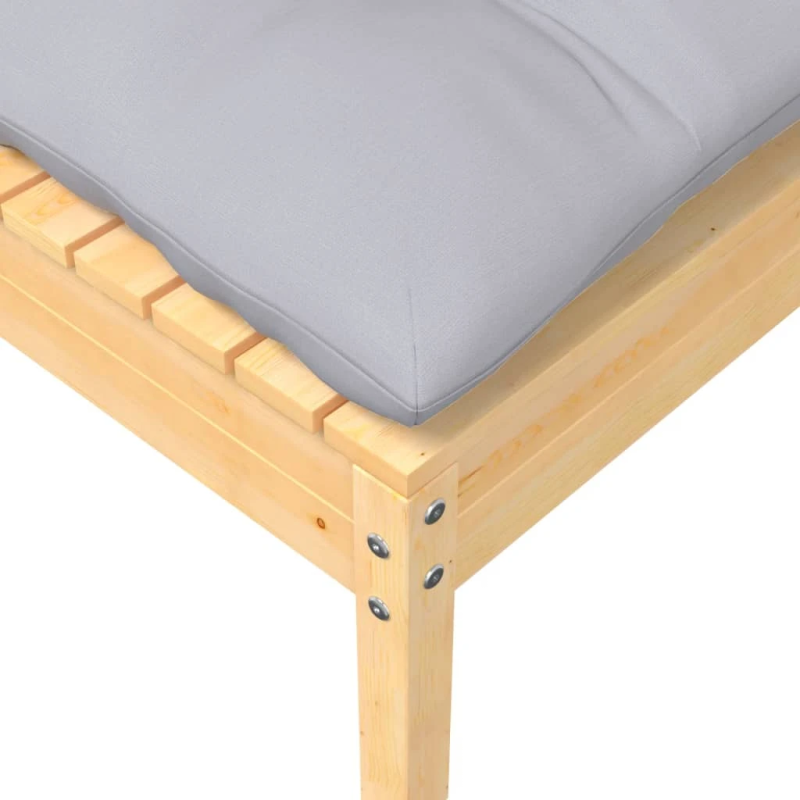 vidaXL 7-daļīgs dārza mēbeļu komplekts ar pelēkiem matračiem, priede