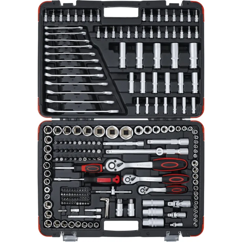 Socket Set - 6.3 mm ,1-4, - 10 mm ,3-8, - 12.5 mm ,1-2, Drive - 216 pcs.