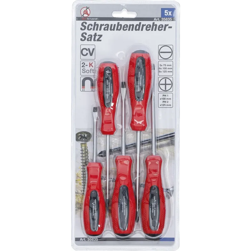 Screwdriver Set - Slot SL - Cross Slot - 5 pcs.
