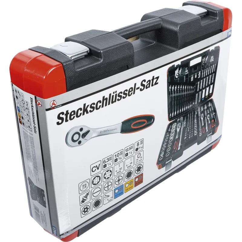 Socket Set - 6.3 mm ,1-4, - 10 mm ,3-8, - 12.5 mm ,1-2, Drive - 176 pcs.