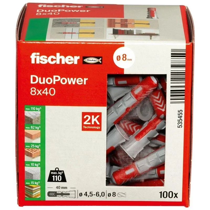 Dībelis Fischer DuoPower, 40 mm x 8 mm, 100 gab.