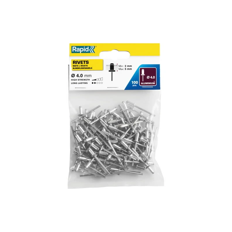 Standarta kniedes Al 4,0x8mm, 100 gab., Rapid