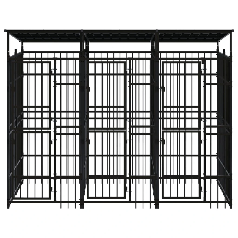 vidaXL suņu voljērs ar jumtu, 5,53 m², tērauds