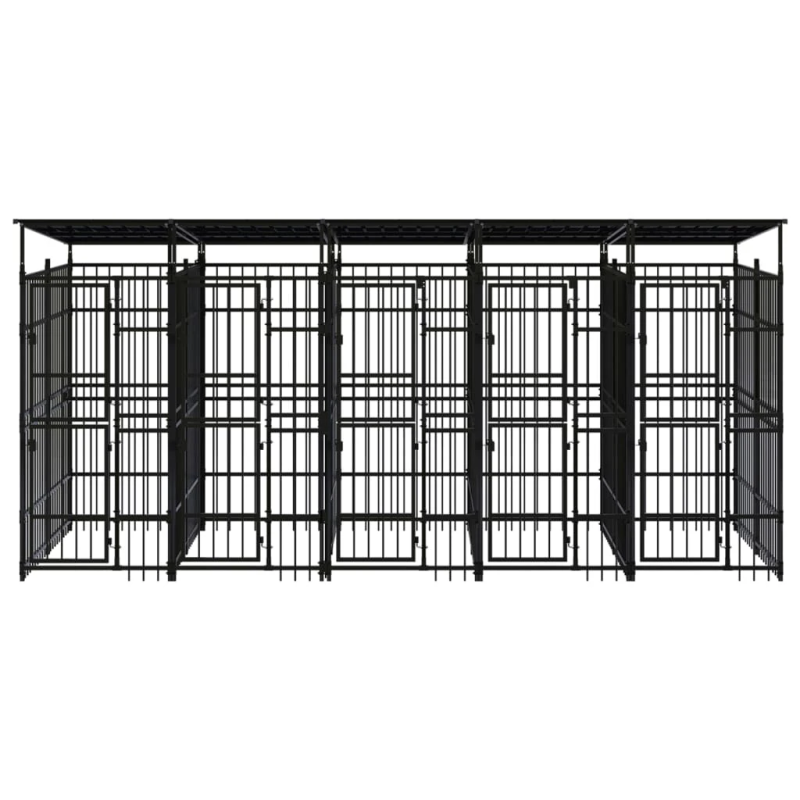 vidaXL suņu voljērs ar jumtu, 9,22 m², tērauds