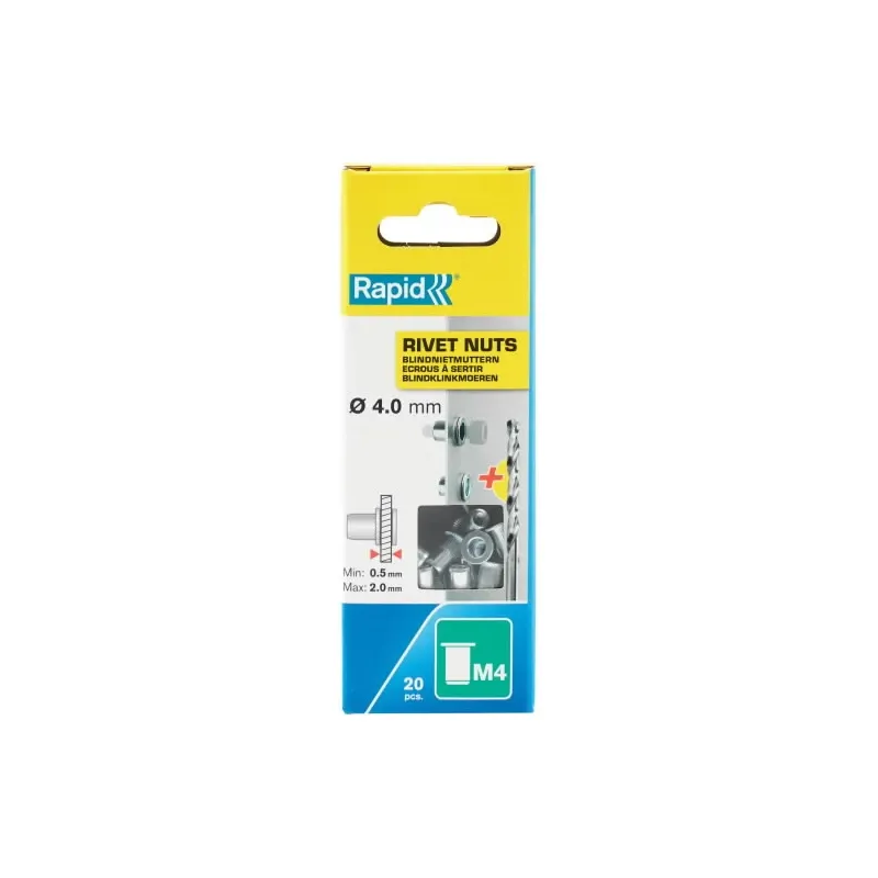 M4 rivet nuts, 20 pcs, Rapid