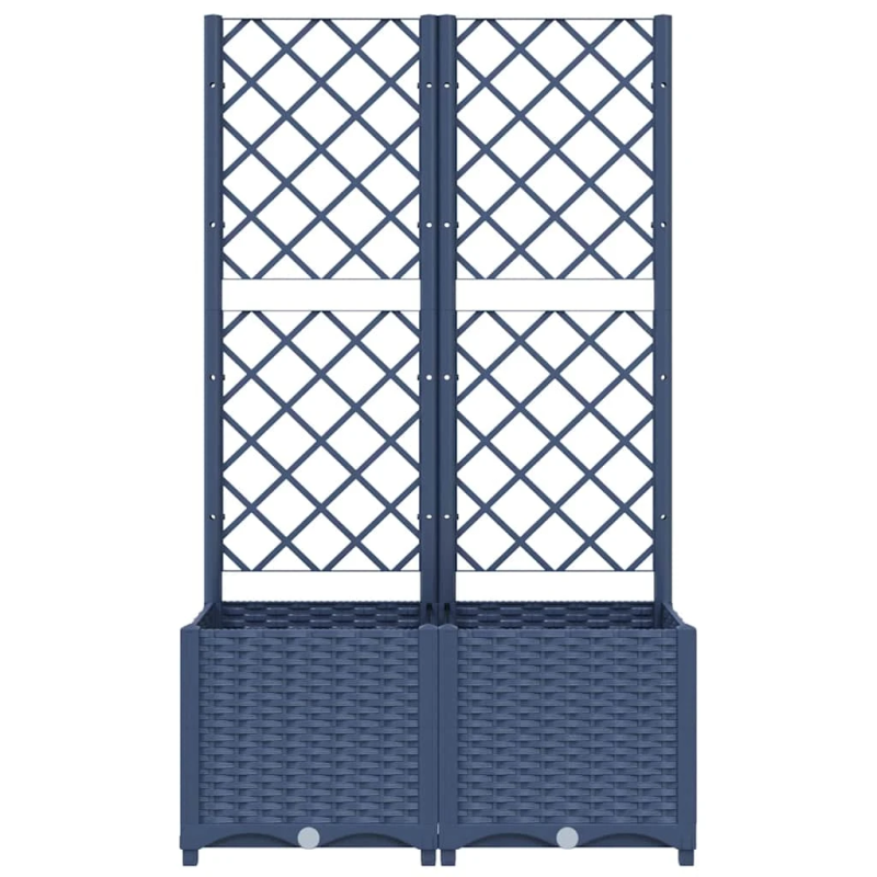 vidaXL dārza puķu kaste ar režģi, zili pelēka, 80x40x136 cm, polipropilēns ,PP,