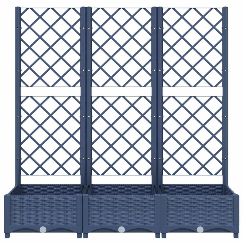 vidaXL dārza puķu kaste ar špaleru, zili pelēka, 120x40x121,5 cm, PP