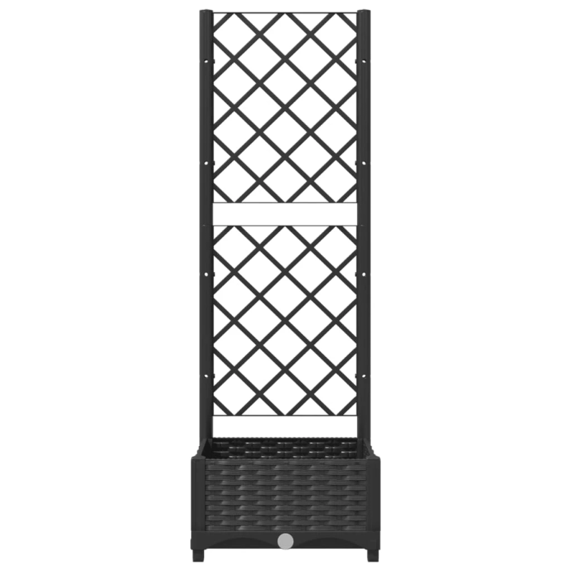 vidaXL dārza puķu kaste ar režģi, melna, 40x40x121,5 cm, polipropilēns ,PP,