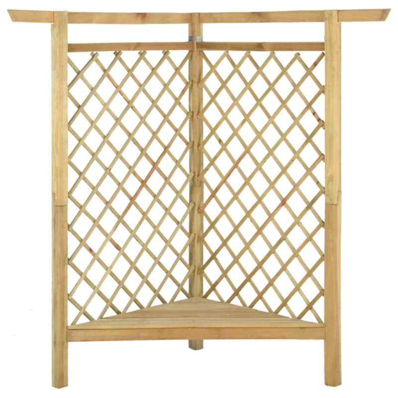 vidaXL stūra pergola ar soliņu, 166x81x174 cm, impregnēts priedes koks