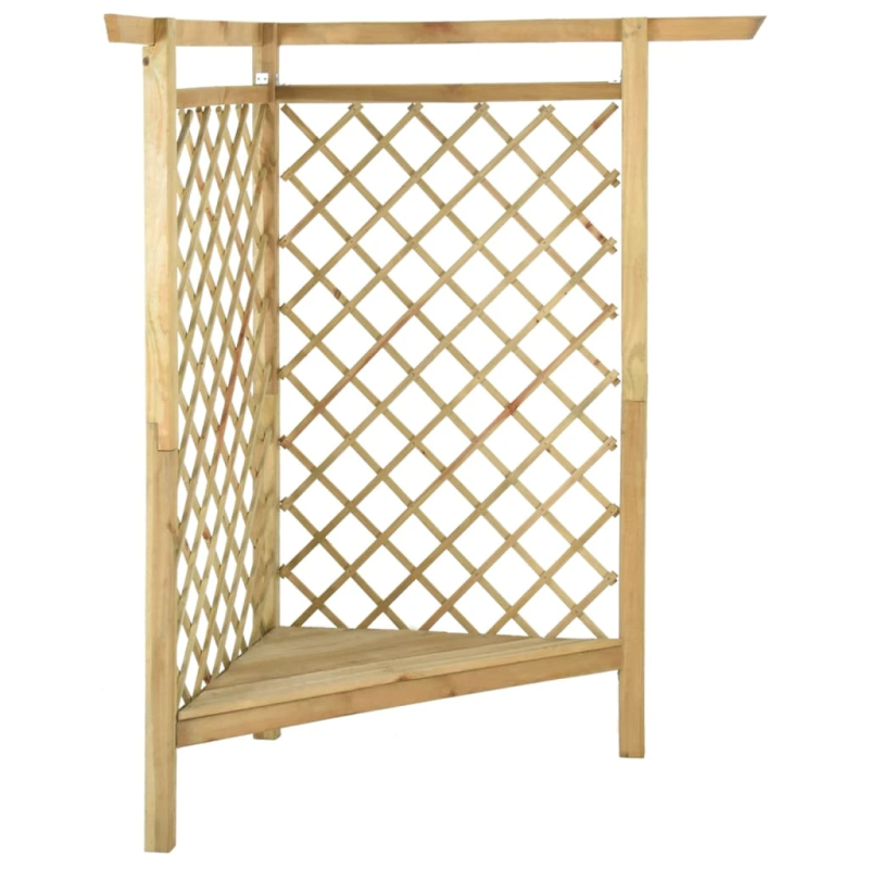 vidaXL stūra pergola ar soliņu, 166x81x174 cm, impregnēts priedes koks