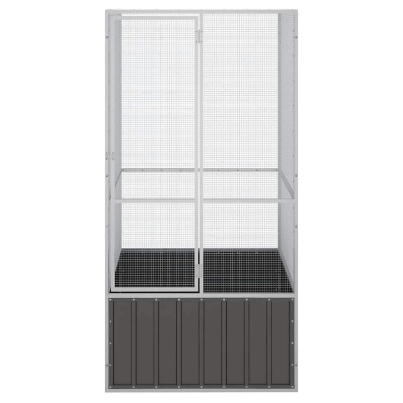 vidaXL putnu būris, antracītpelēks, 111x107x211,5 cm, cinkots tērauds