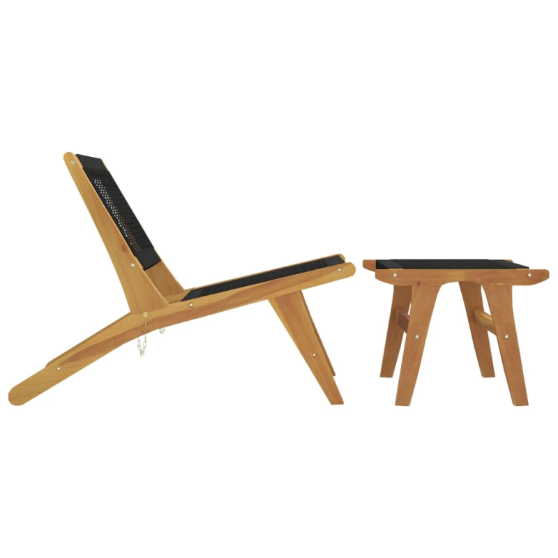 vidaXL dārza krēsls ar kāju balstu, masīvs tīkkoks un poliesters