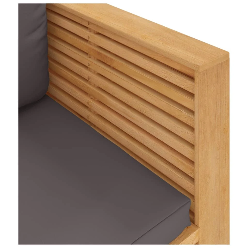 vidaXL dārza atpūtas krēsls ar pelēkiem spilveniem, masīvs tīkkoks