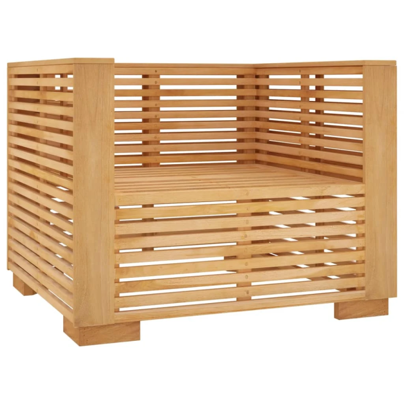 vidaXL dārza atpūtas krēsls ar pelēkiem spilveniem, masīvs tīkkoks