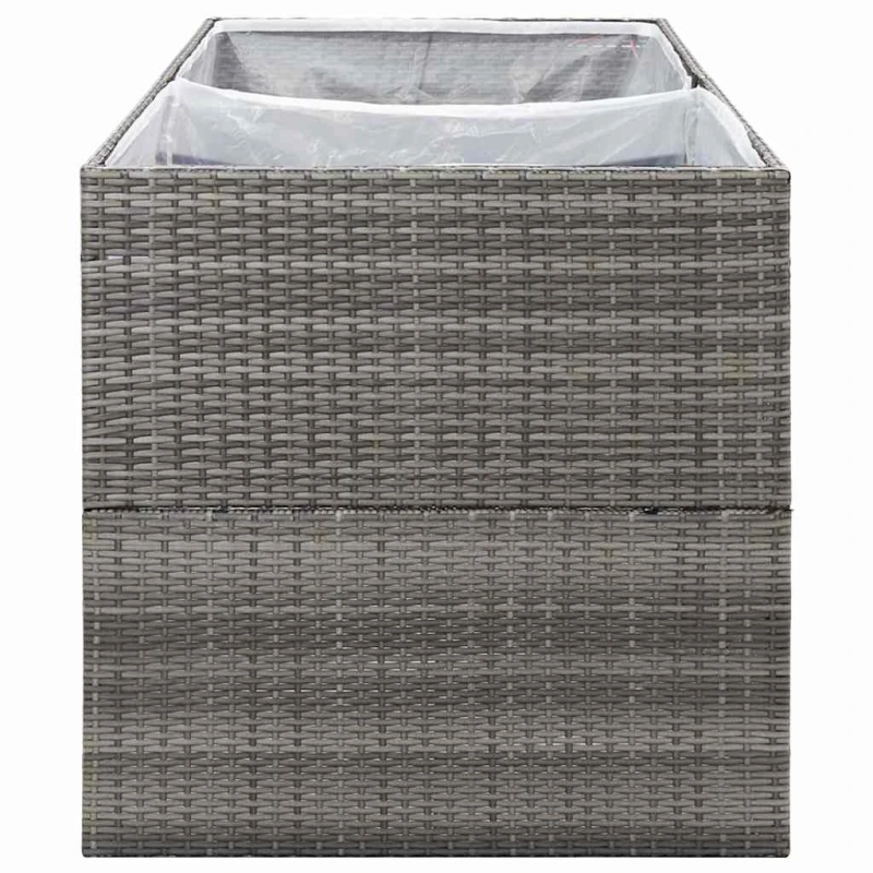 vidaXL dārza puķu kaste, 157x80x80 cm, pelēka polietilēna rotangpalma