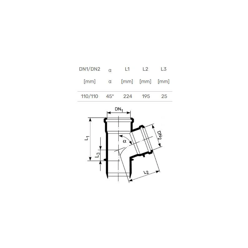 Trejgabals iekšējais d110-110x45 pp ultr