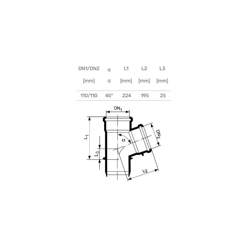 Tee internal d110-110x45o pp ultra