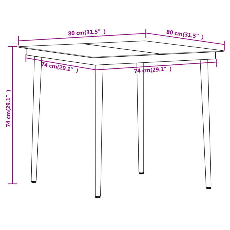 vidaXL 5-daļīgs dārza mēbeļu komplekts, melns