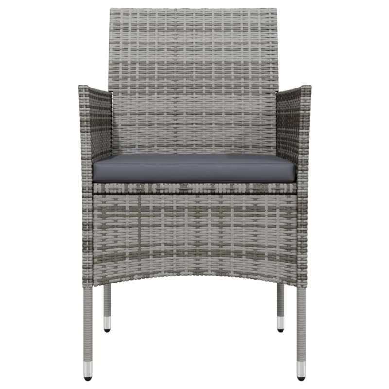 vidaXL 3-daļīgs dārza mēbeļu komplekts ar matračiem, pelēks, melns