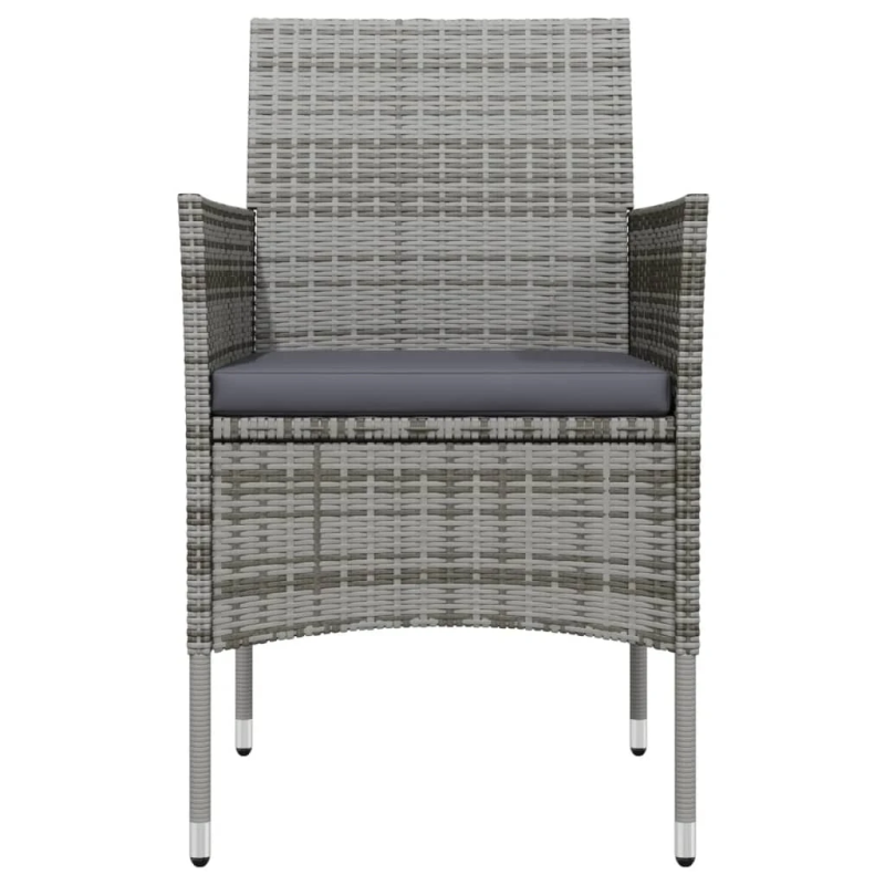 vidaXL 5-daļīgs dārza mēbeļu komplekts ar matračiem, pelēks, melns