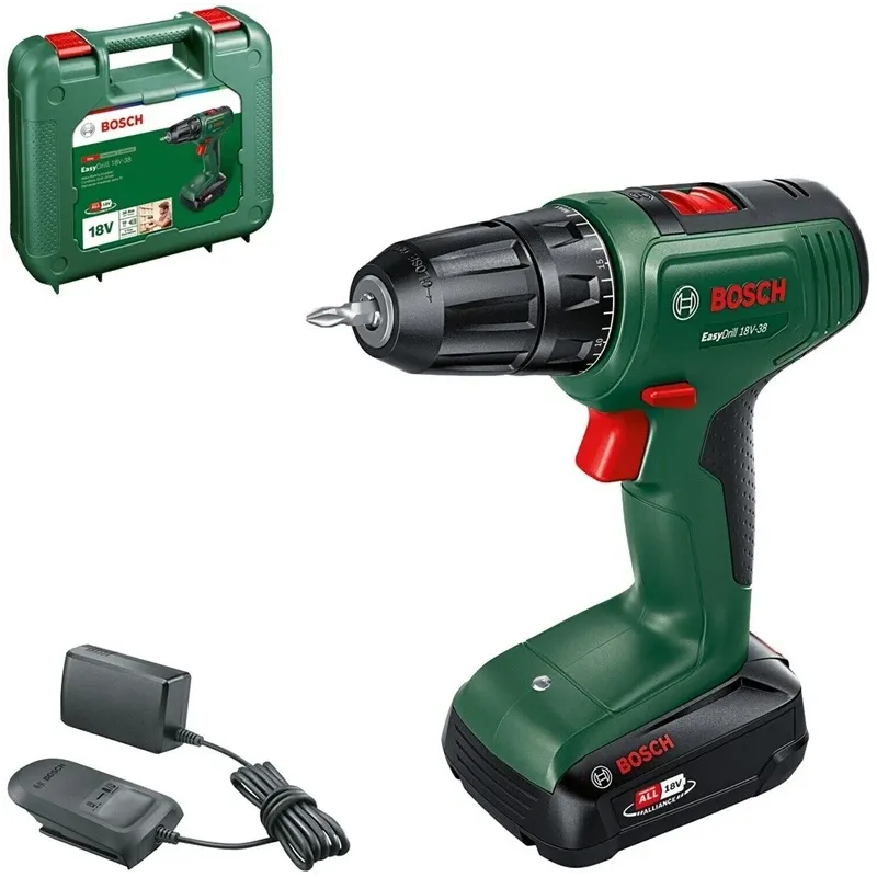 Akumuliatorinis suktuvas-gręžtuvas su akumuliatoriumi Bosch EasyDrill 18V-38, 18 V, 2 Ah