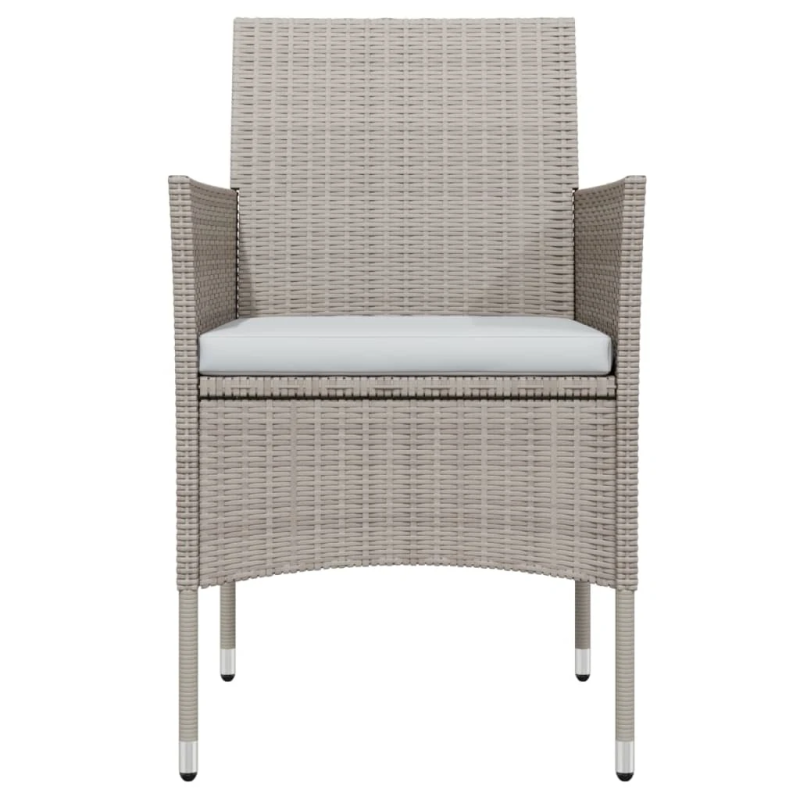 vidaXL 3-daļīgs dārza mēbeļu komplekts ar matračiem, bēšs, melns