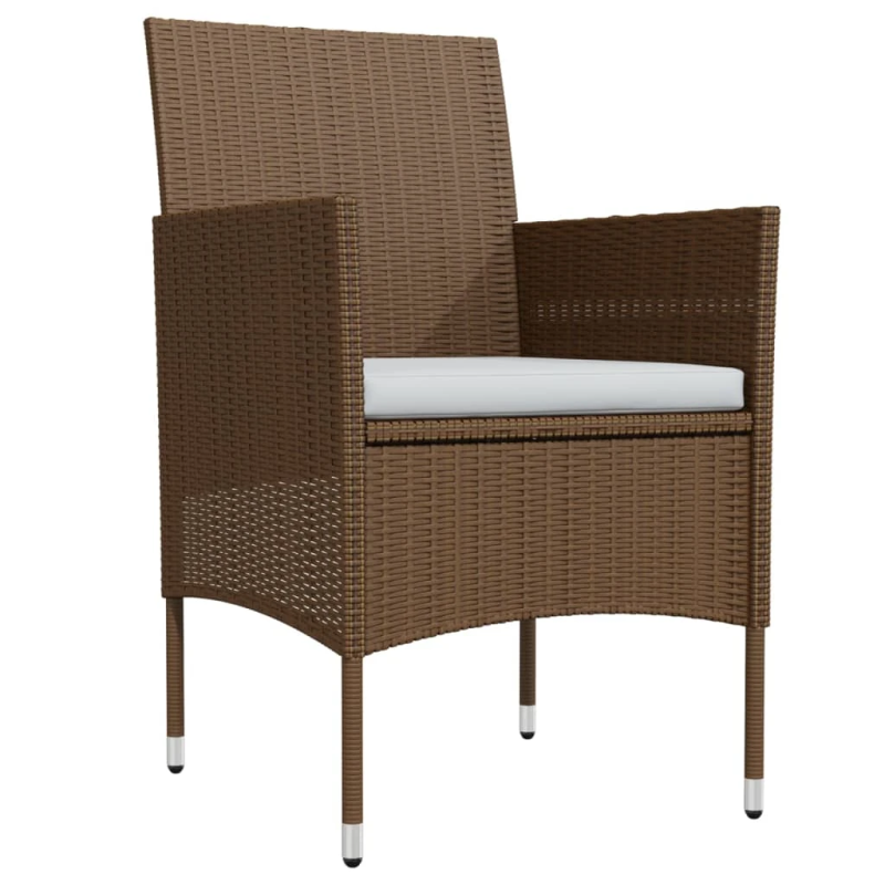 vidaXL 3-daļīgs dārza mēbeļu komplekts ar matračiem, brūns, melns