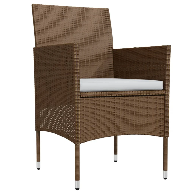 vidaXL 5-daļīgs dārza mēbeļu komplekts ar matračiem, brūns, melns