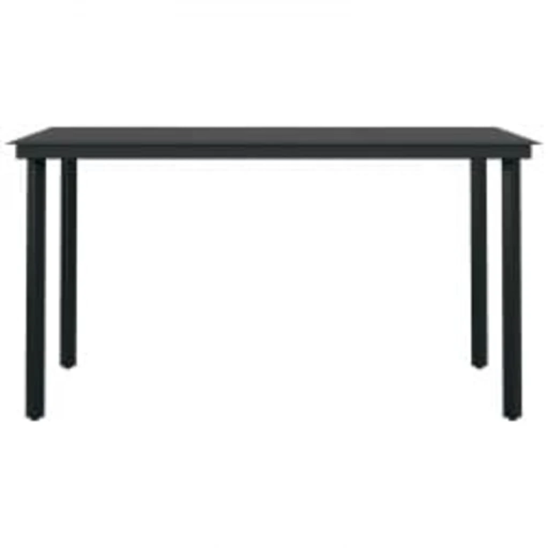 vidaXL 5-daļīgs dārza mēbeļu komplekts ar matračiem, melns