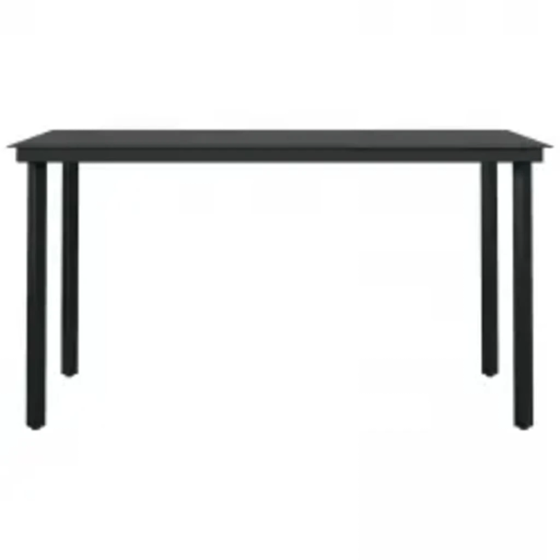 vidaXL 7-daļīgs dārza mēbeļu komplekts ar matračiem, melns