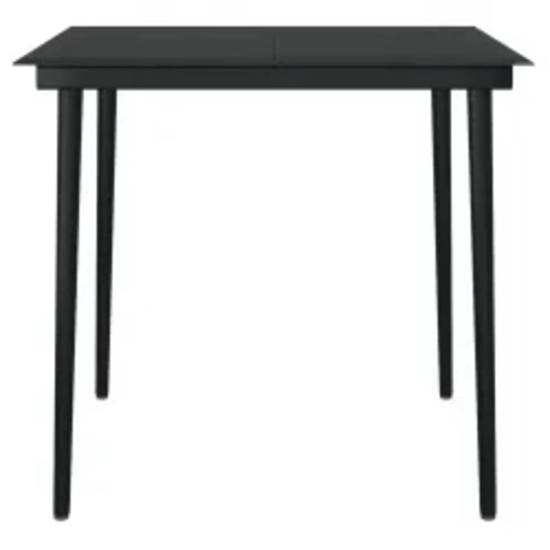 vidaXL 5-daļīgs dārza mēbeļu komplekts ar matračiem, melns