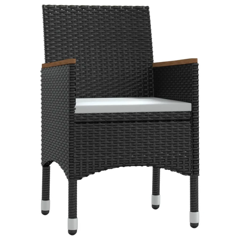 vidaXL 7-daļīgs dārza mēbeļu komplekts ar matračiem, melns