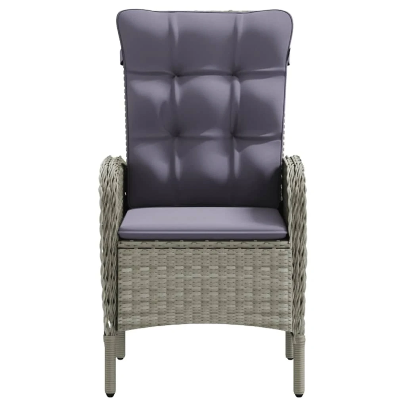 vidaXL 5-daļīgs dārza mēbeļu komplekts ar matračiem, pelēks, melns