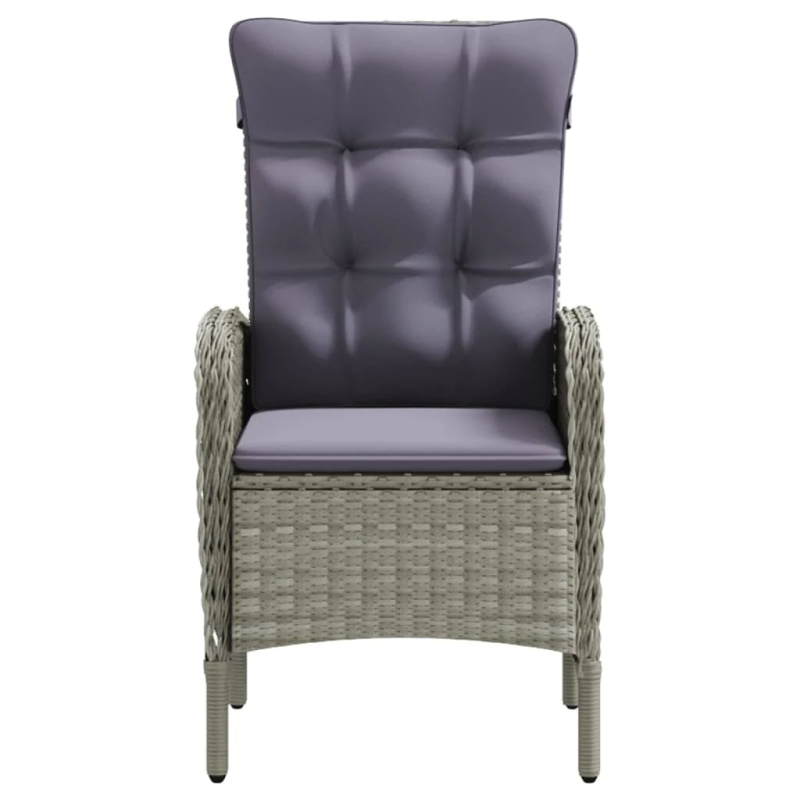 vidaXL 3-daļīgs dārza mēbeļu komplekts ar matračiem, pelēks, melns