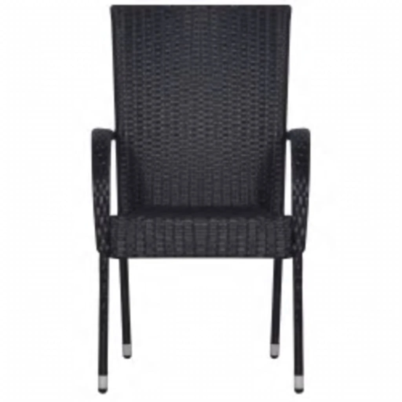 vidaXL 7-daļīgs dārza mēbeļu komplekts, melns