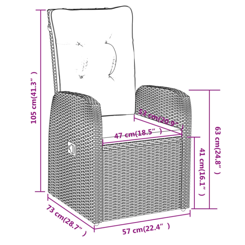 vidaXL 7-daļīgs dārza mēbeļu komplekts ar matračiem, melns