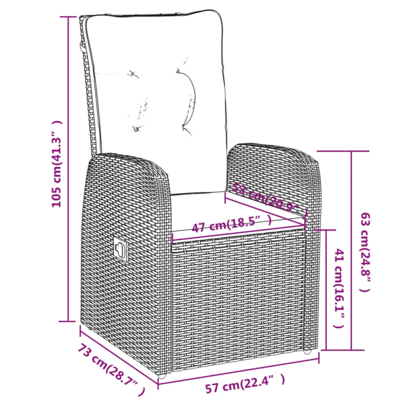 vidaXL 7-daļīgs dārza mēbeļu komplekts ar matračiem, melns