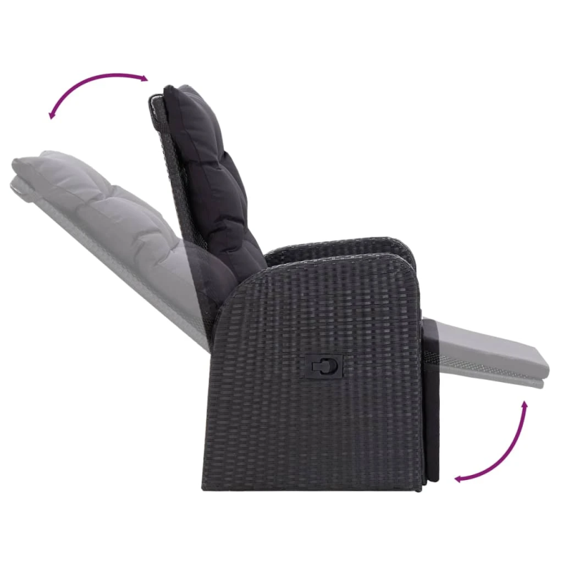 vidaXL 7-daļīgs dārza mēbeļu komplekts ar matračiem, melns