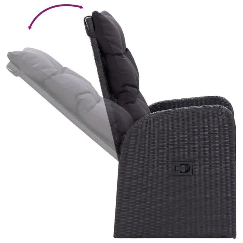 vidaXL 7-daļīgs dārza mēbeļu komplekts ar matračiem, melns