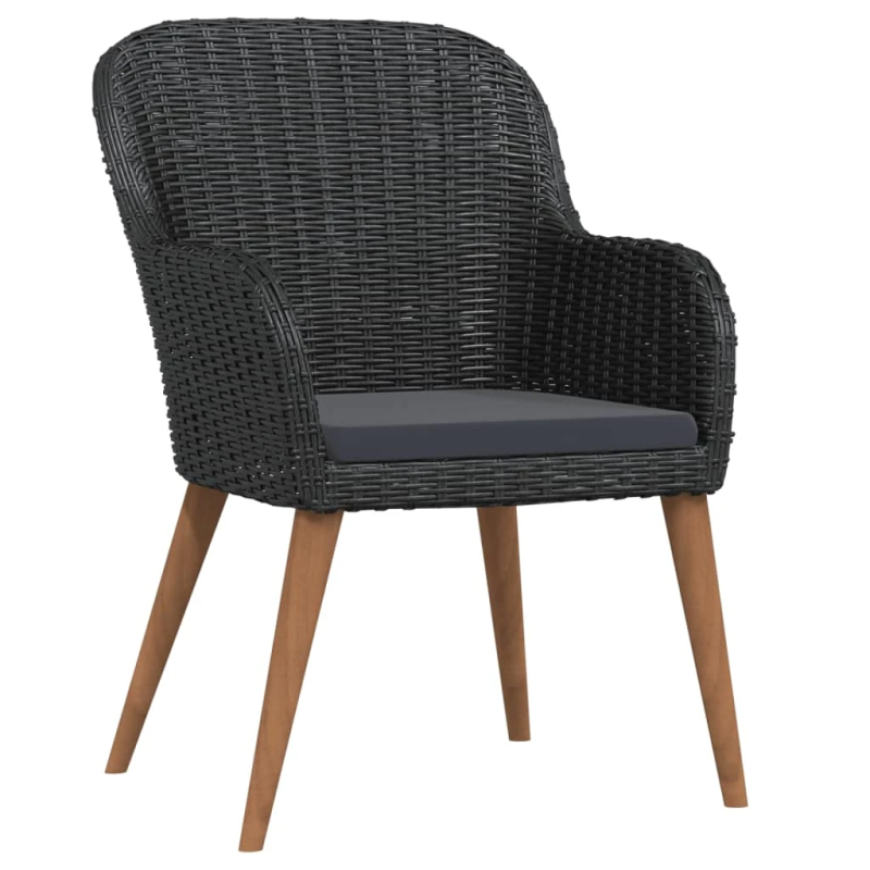 vidaXL 7-daļīgs dārza mēbeļu komplekts ar matračiem, melns