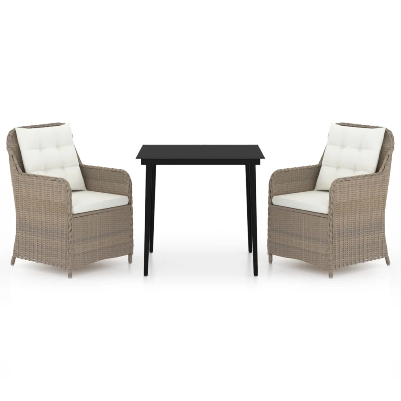 vidaXL 3-daļīgs dārza mēbeļu komplekts, brūns