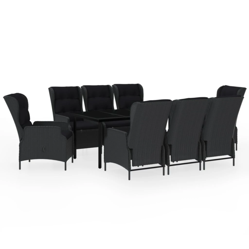 vidaXL 9-daļīgs dārza mēbeļu komplekts, tumši pelēks