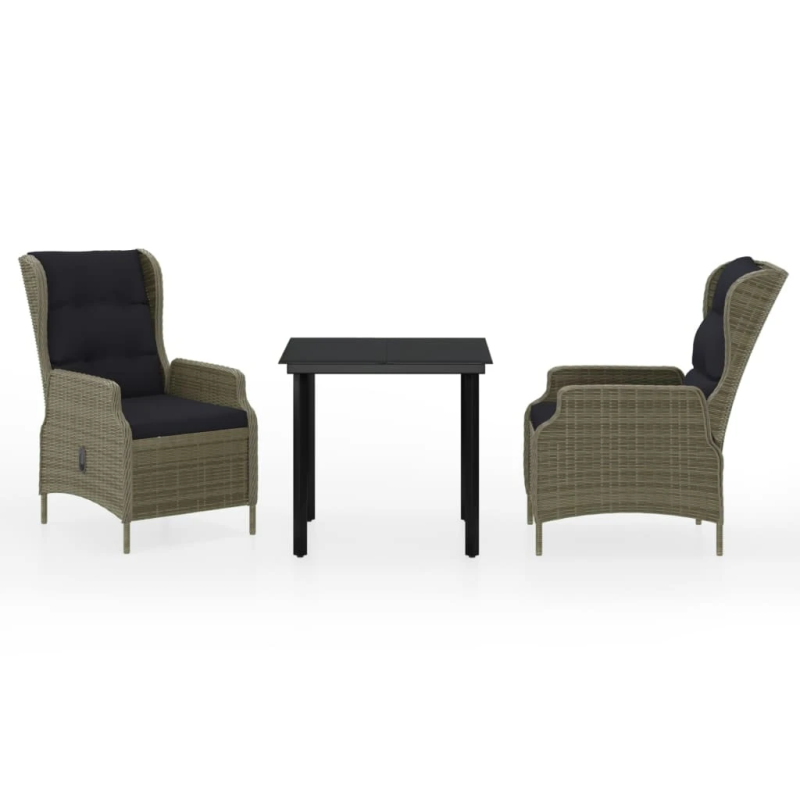 vidaXL 3-daļīgs dārza mēbeļu komplekts, brūns