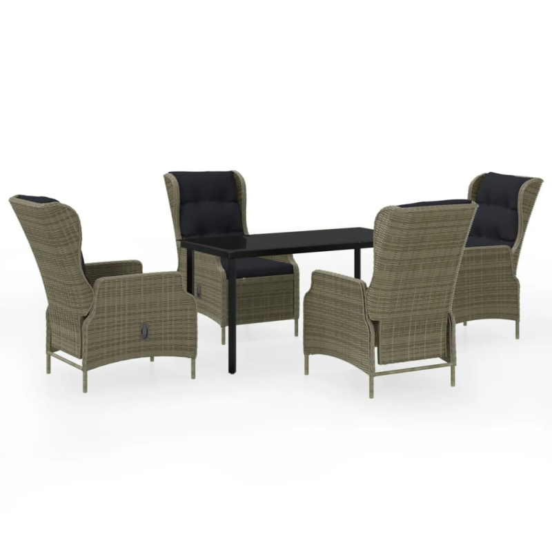 vidaXL 5-daļīgs dārza mēbeļu komplekts, brūns