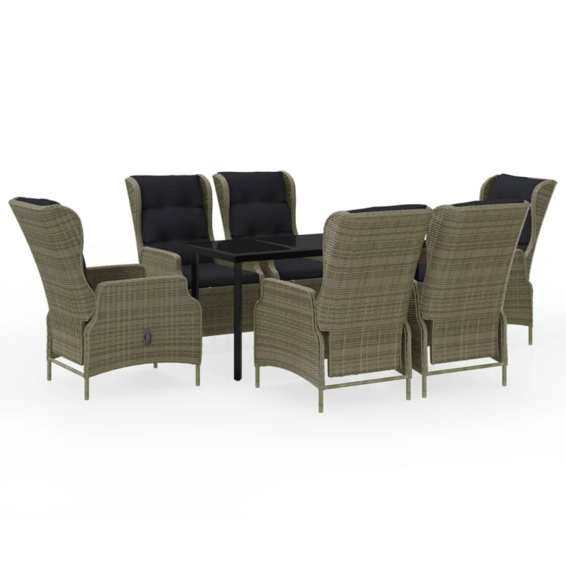 vidaXL 7-daļīgs dārza mēbeļu komplekts, brūns