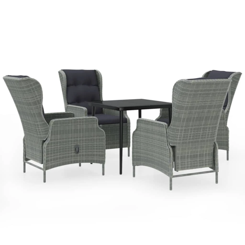 vidaXL 5-daļīgs dārza mēbeļu komplekts, gaiši pelēks