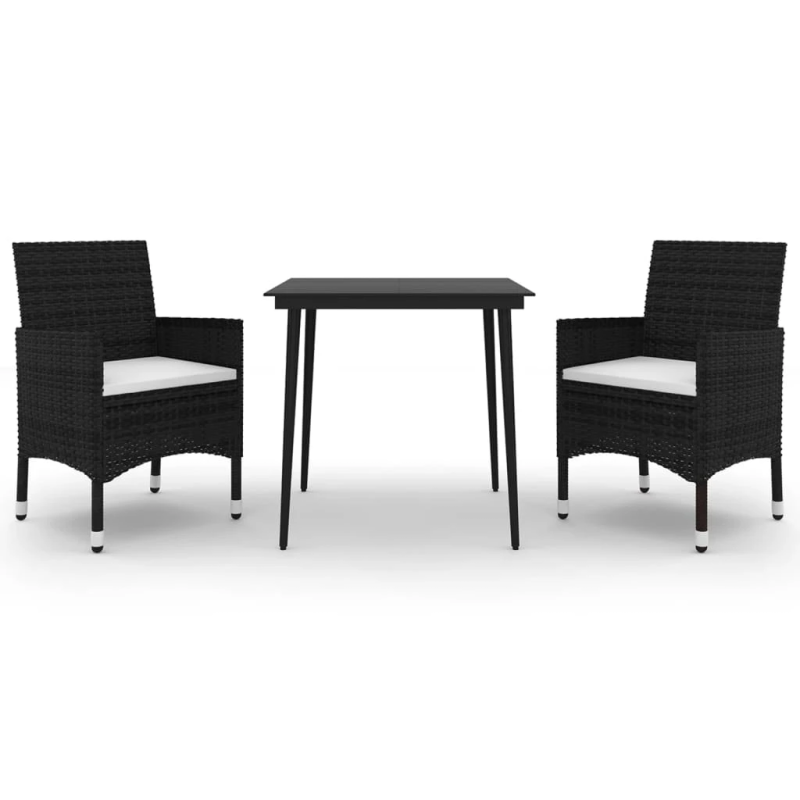 vidaXL 3-daļīgs dārza mēbeļu komplekts, PE rotangpalma, stikls