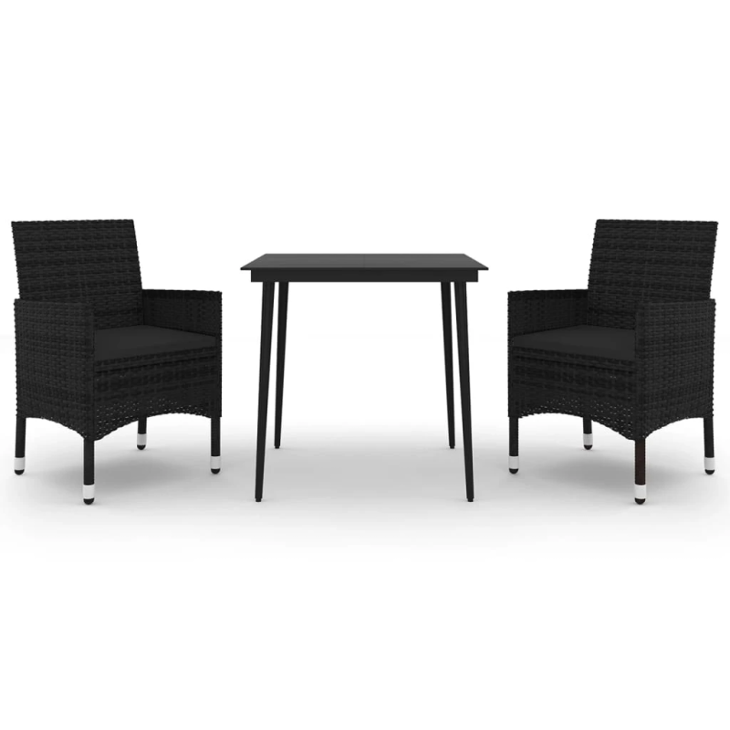 vidaXL 3-daļīgs dārza mēbeļu komplekts, PE rotangpalma, stikls